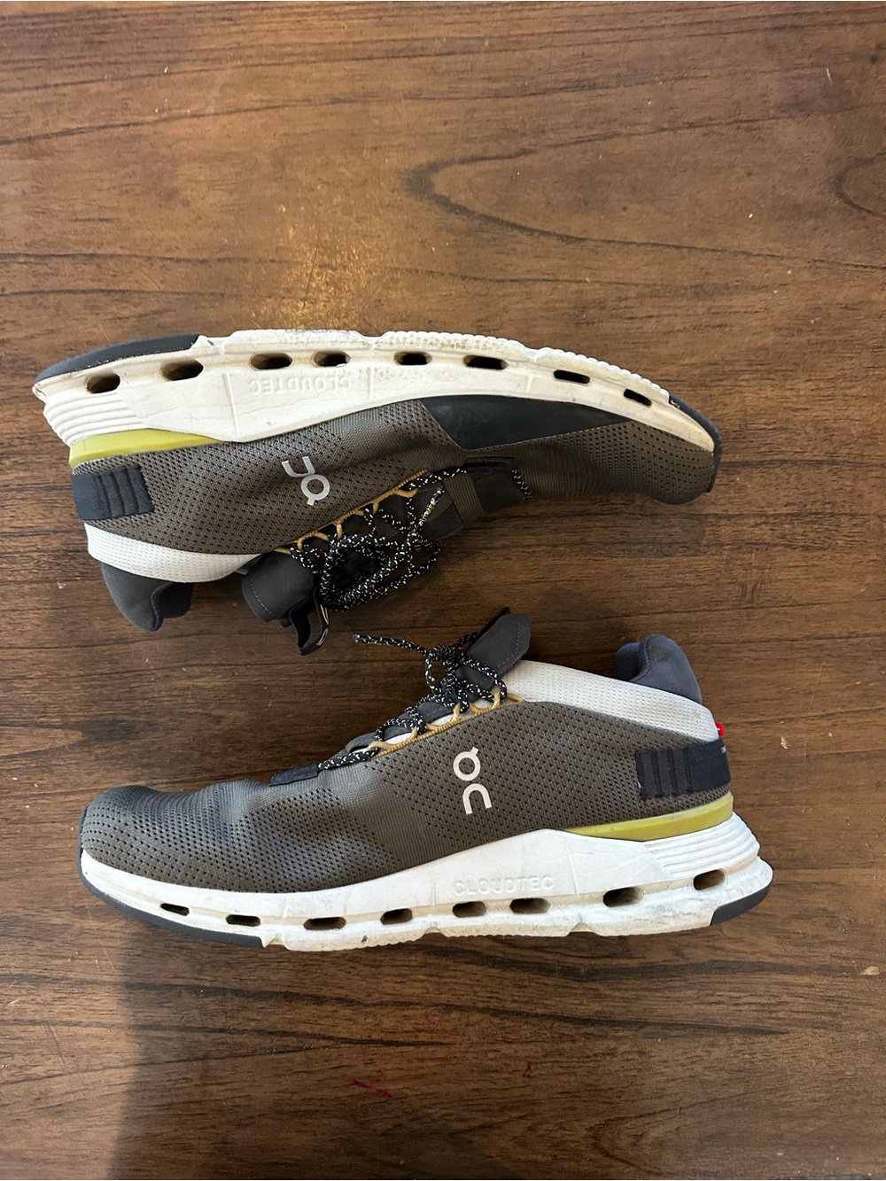 On Cloudnova Men’s 11.5 Gray Olive CloudTec Running Lifestyle Shoes 26.98492
